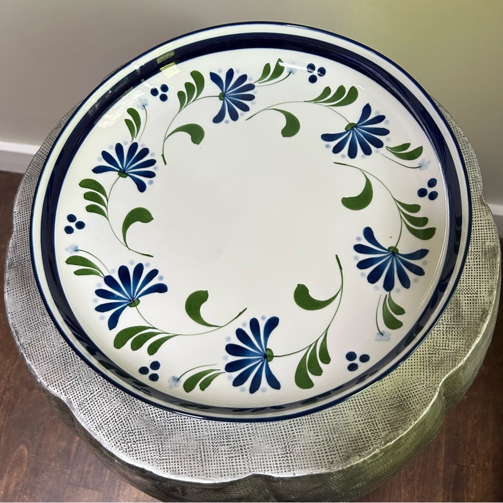 Dansk ~ Handpainted Floral Vintage Sage Song  Deep 13”  Round Platter